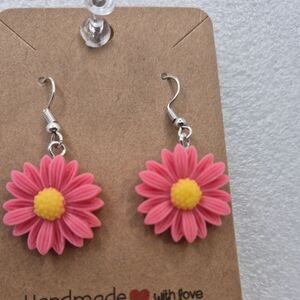 Pink Daisy Ear Rings